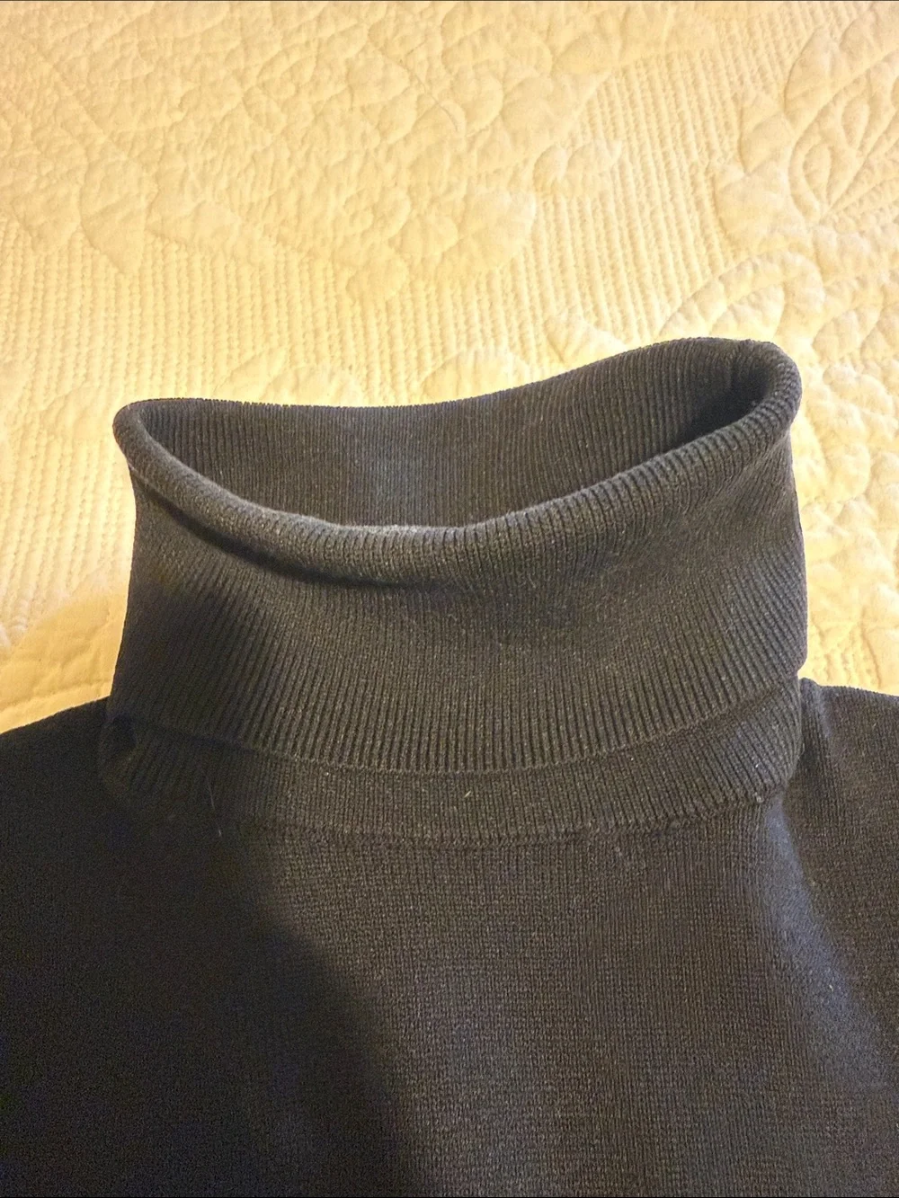 Love Tree Black Turtleneck Sweater with Lace Puff Sleeves